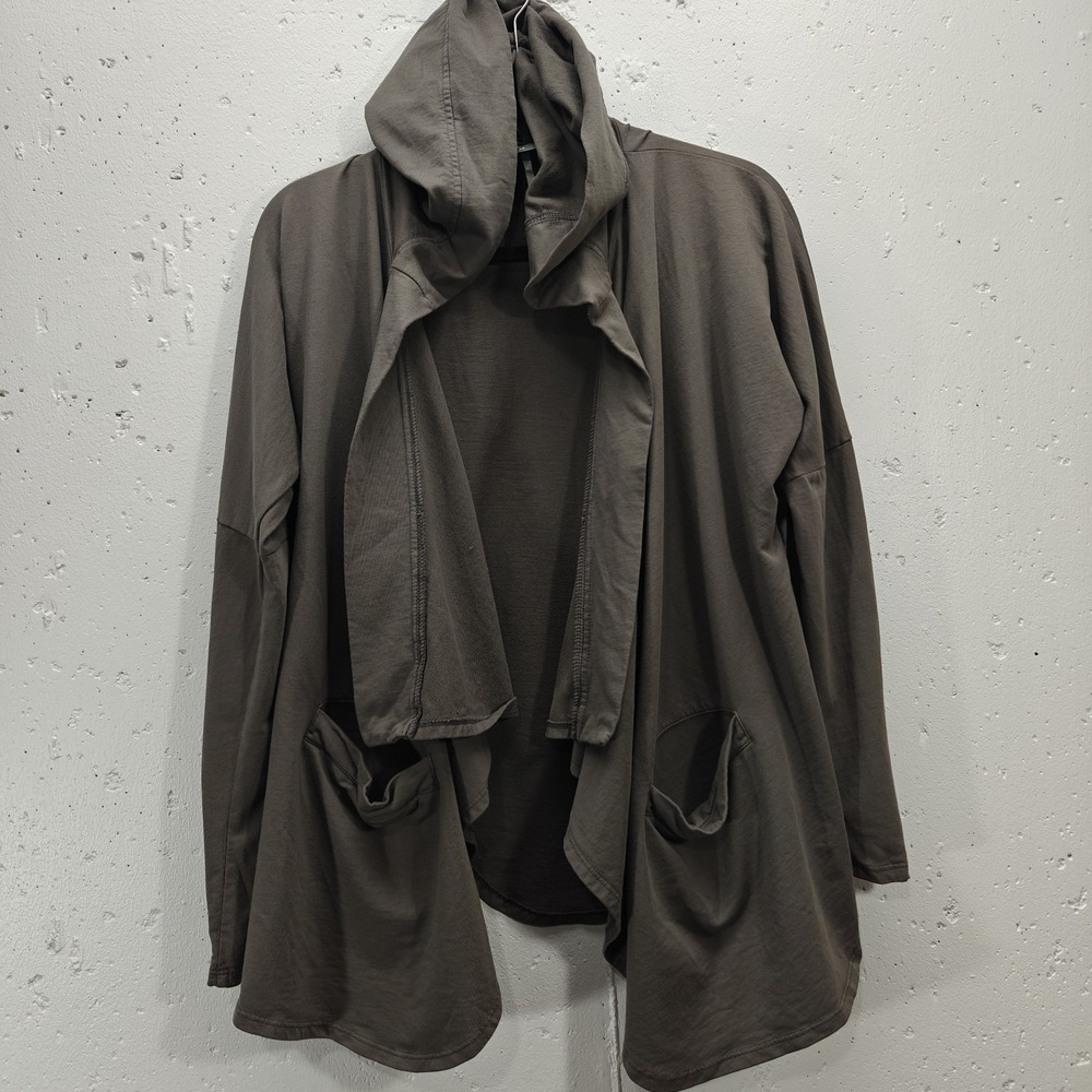 bobi Womens‎ XS Hooded Cardigan Gray Open Front Waterfall